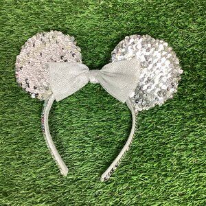 Disney Minnie Mouse Ears Silver Sequins